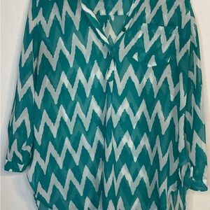 Chevron Pattern Sheer Blouse
